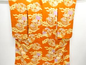 アンティーク　紋錦紗　花丸模様着物